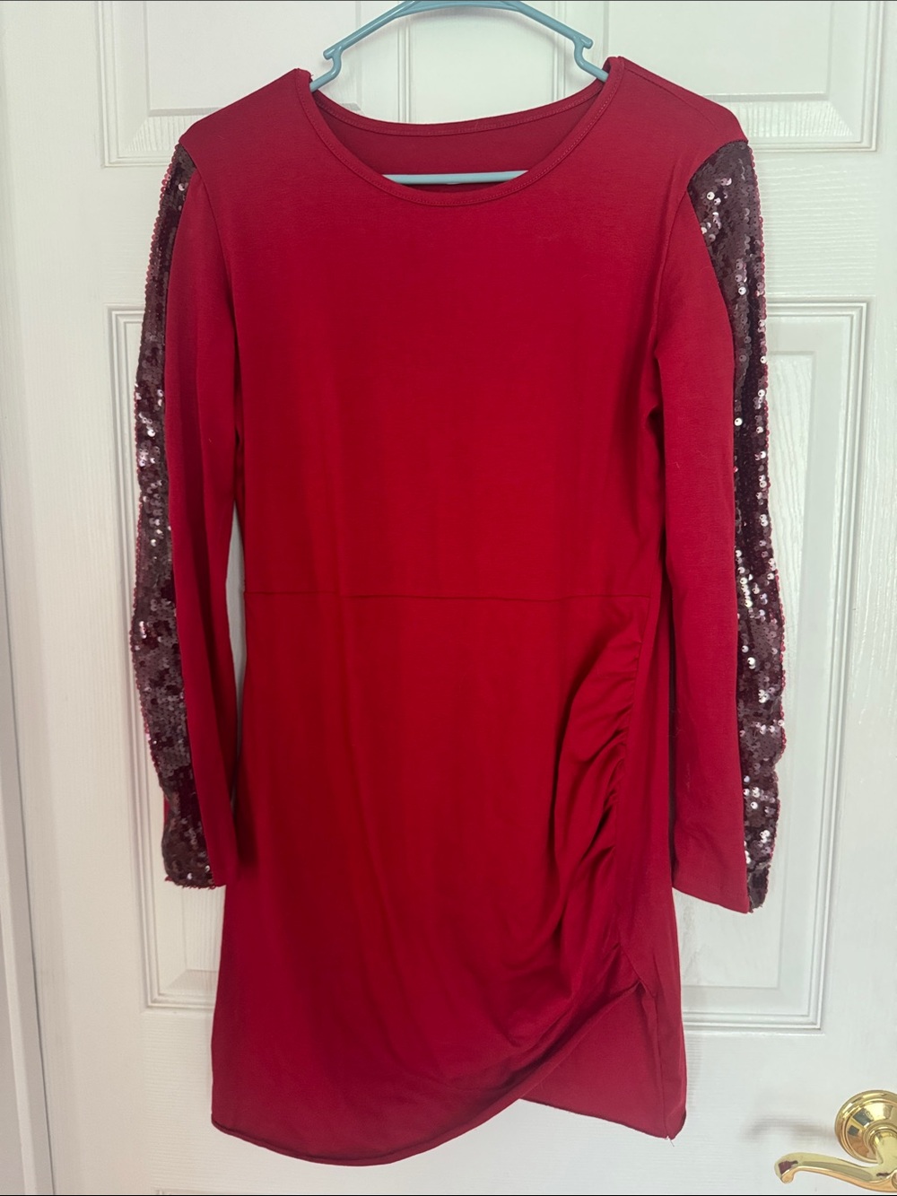 Red Sequin Sleeve Dress